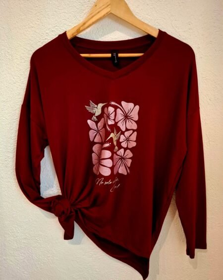 Remera V modal  soft colibrí