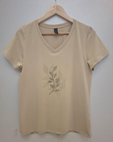 Remera algodón lycra Hojas